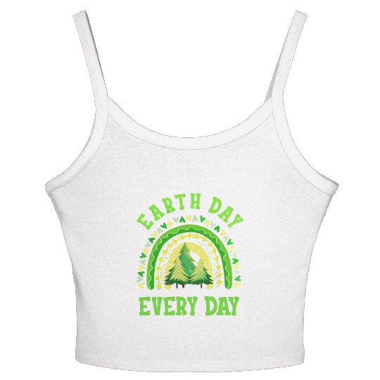 Pine Tree Green Earth Day Shamrock St Patrick Day Women's Spaghetti Strap Tank Top