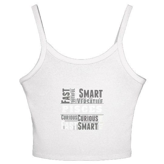 Pisces Zodiac Star Sign Word Cloud Square Monochro Women's Spaghetti Strap Tank Top