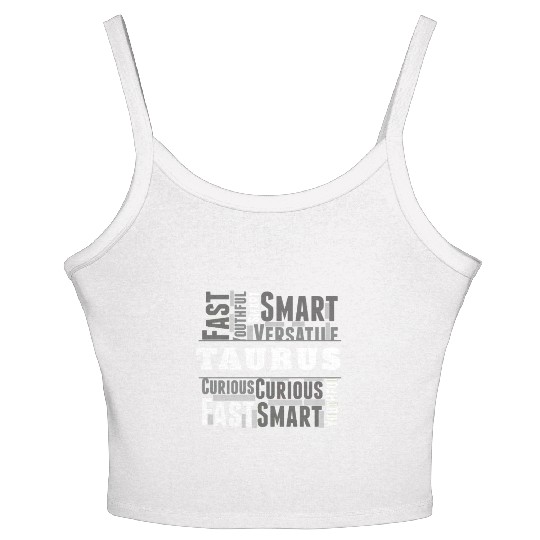 Taurus Zodiac Star Sign Word Cloud Square Monochro Women's Spaghetti Strap Tank Top