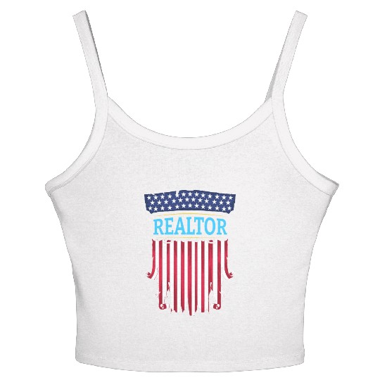 Proud American Patriotic USA Flag Realtor Real Est Women's Spaghetti Strap Tank Top