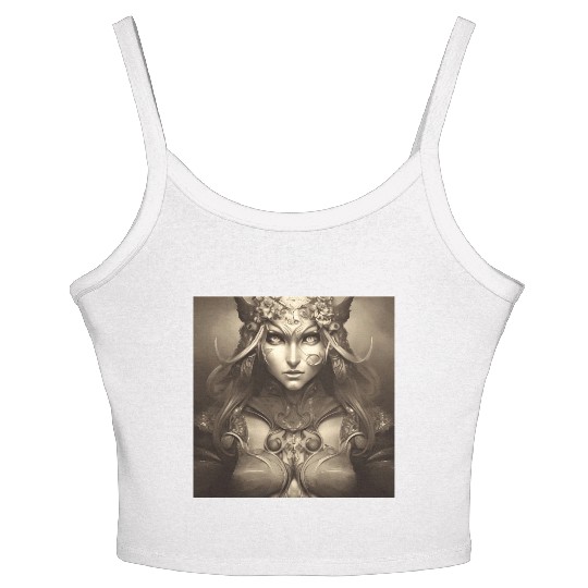 Warrior princess wearing gothic plate dark fantasy Women's Spaghetti Strap Tank Top