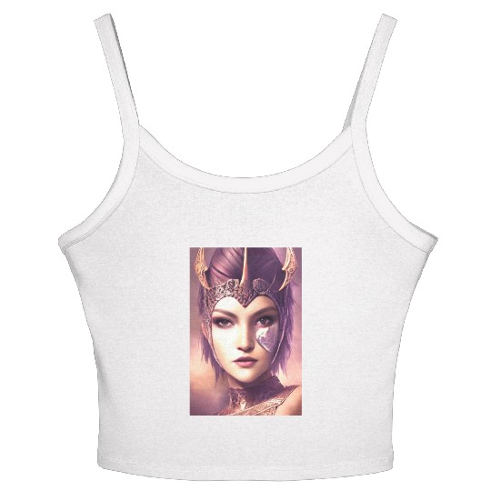 Warrior princess wearing gothic plate dark fantasy Women's Spaghetti Strap Tank Top