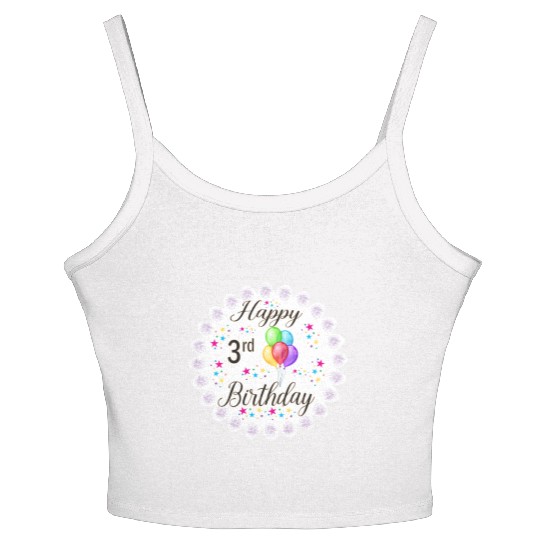 3rd Happy Birthday with Balloon Women's Spaghetti Strap Tank Top