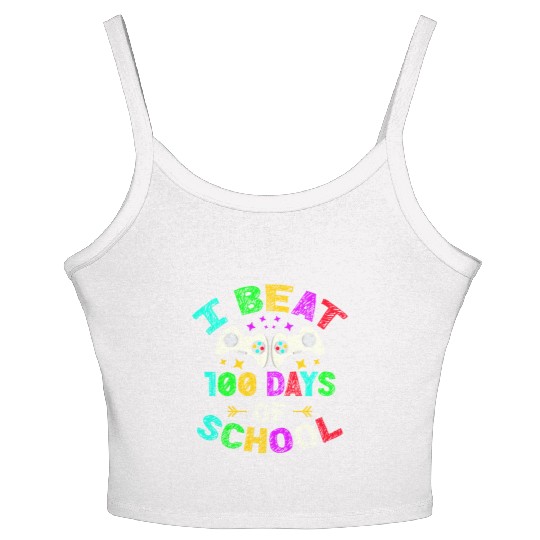 I Beat 100 Days Of School Video Game Player Kid Women's Spaghetti Strap Tank Top