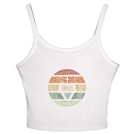 Sacred Heart of Jesus Christ Retro Sunset Art Cath Women's Spaghetti Strap Tank Top