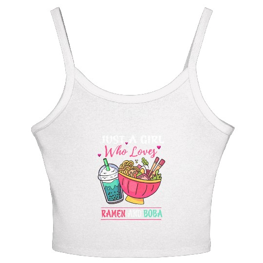 Just A Girl Who Loves Ramen And Boba Tea Kawaii Gi Women's Spaghetti Strap Tank Top