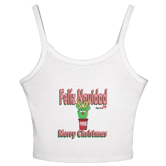Felíz Navidad Cactus Lady Women's Spaghetti Strap Tank Top