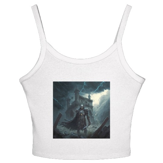Death Knight in Thunderstorm Women's Spaghetti Strap Tank Top