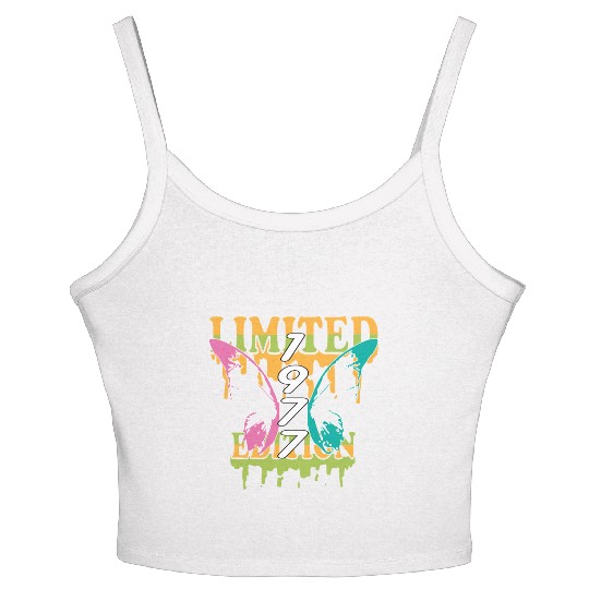 1977 Born Limited Edition Butterfly Gift Women's Spaghetti Strap Tank Top