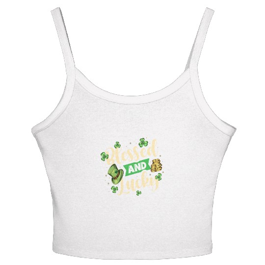Blessed And Lucky Irish Pride St. Patricks Day Women's Spaghetti Strap Tank Top