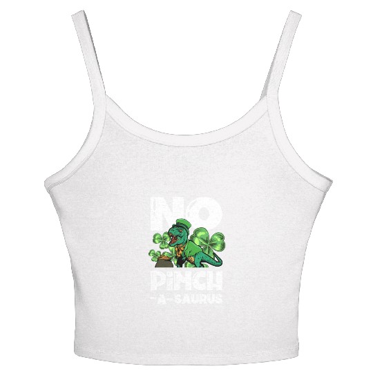 No Pinchasaurus Dinosaur Irish St. Patricks Day Women's Spaghetti Strap Tank Top