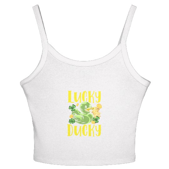 Lucky Ducky Shenanigan Irish Duck St. Patricks Day Women's Spaghetti Strap Tank Top