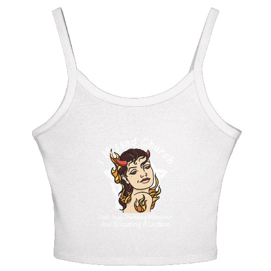 Missed Church Lesbian Witch Hot Demon Gothic Wicca Women's Spaghetti Strap Tank Top
