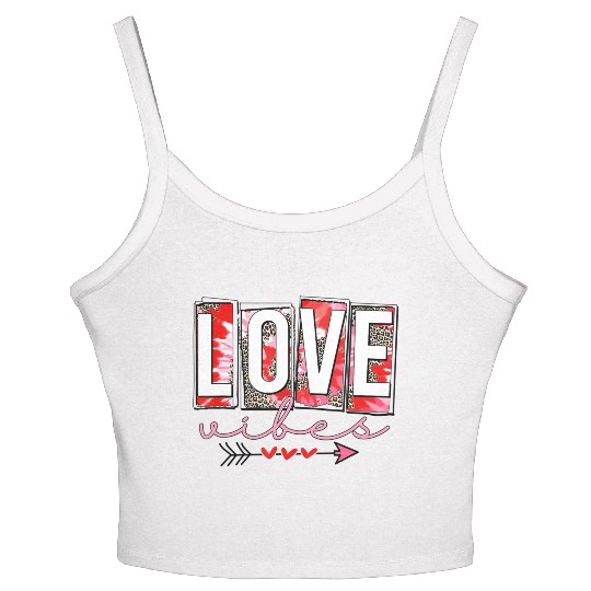Leopard print cheetah Love Vibes Women's Spaghetti Strap Tank Top Cupids Arrow