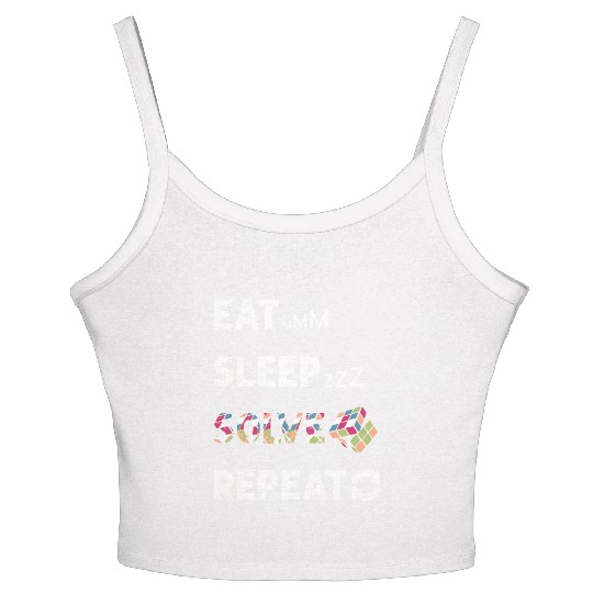 Eat Sleep Solve Repeat Math Speed Cubing Genie Women's Spaghetti Strap Tank Top