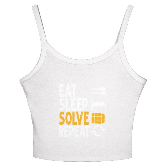 Eat Sleep Solve Repeat Math Speed Cubing Genie Women's Spaghetti Strap Tank Top