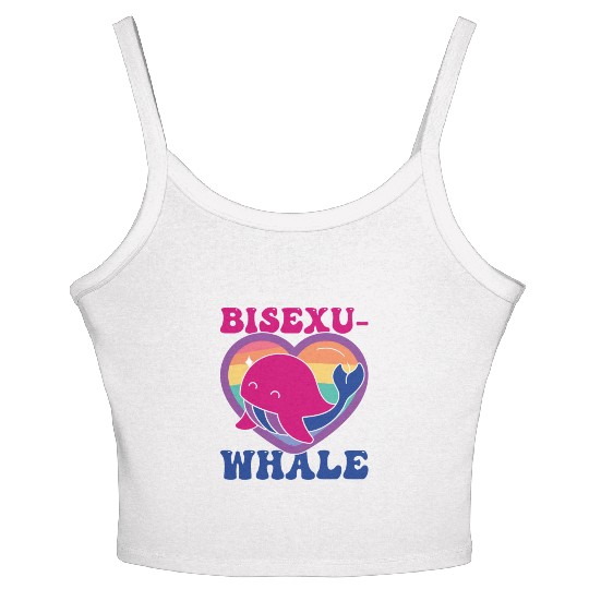 Bisexu-Whale Kawaii Whale Bisexual Pride Flag Women's Spaghetti Strap Tank Top