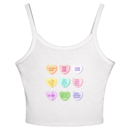Teacher Valentines Day Conversation Heart School Women's Spaghetti Strap Tank Top
