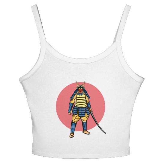 Japanese samurai warrior young pink mask Women's Spaghetti Strap Tank Top