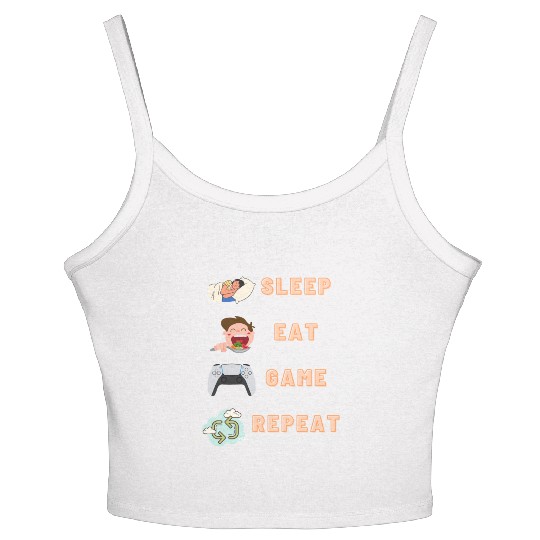 sleep eat game repeat PlayStation Women's Spaghetti Strap Tank Top