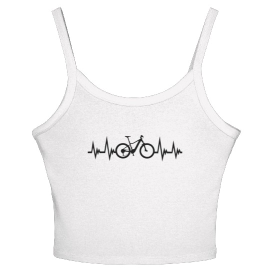 Mountain biking, cycling ecg pulse heartbeat Women's Spaghetti Strap Tank Top