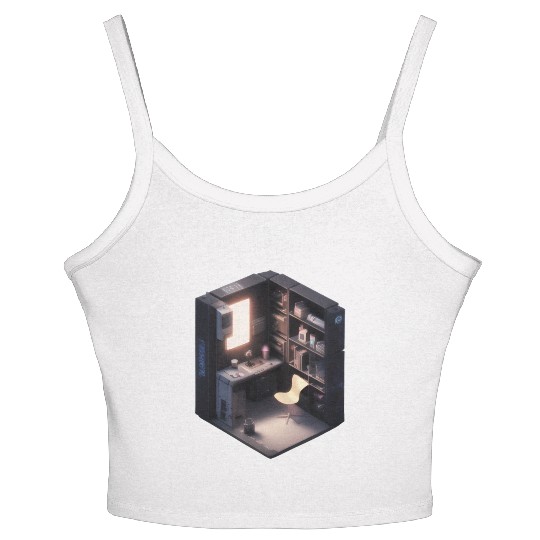 Cube Room Print - For Fans of Geometric and 3D Art Women's Spaghetti Strap Tank Top