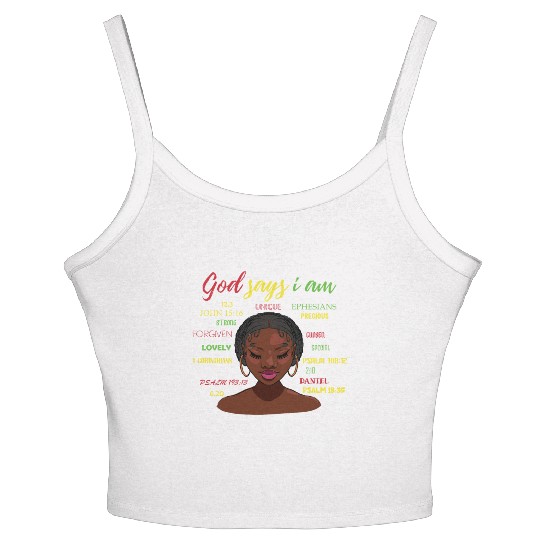 African American Girl God Says I Am Black Pride Women's Spaghetti Strap Tank Top
