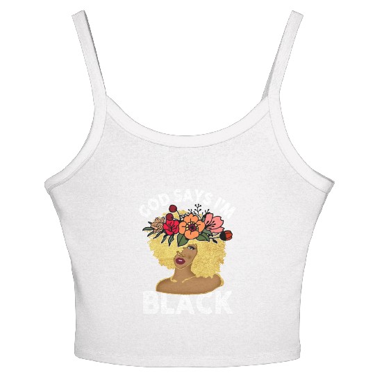African American Girl God Says I Am Black Pride Women's Spaghetti Strap Tank Top