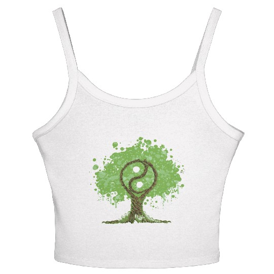 Ying Yang Tree of Life Women's Spaghetti Strap Tank Top