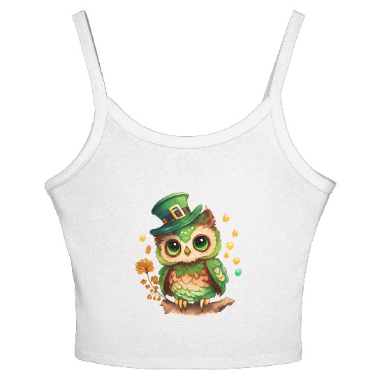 St Patrick's Day Irish Funny Owl Saint Patrick Women's Spaghetti Strap Tank Top