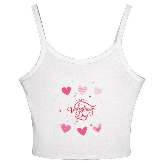 Heart-filled happiness, Happy Valentine's Day Women's Spaghetti Strap Tank Top