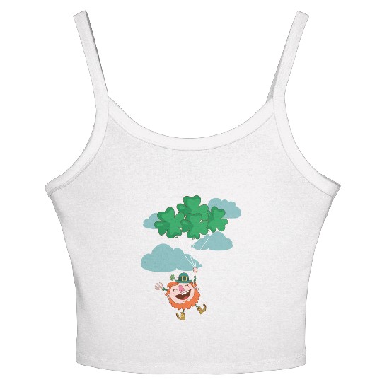 Lerechaun Hanging On Clover Balloons - St Patricks Women's Spaghetti Strap Tank Top