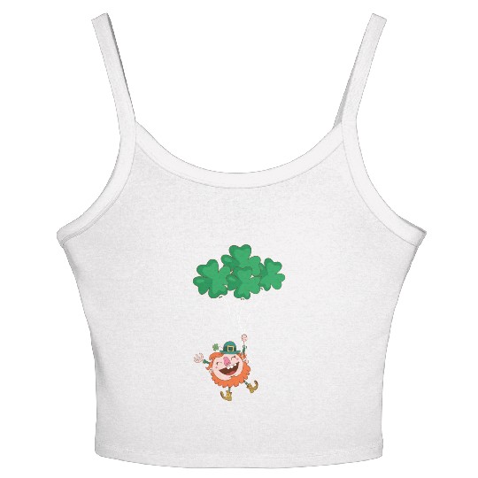Lerechaun Hanging On Clover Balloons - St Patricks Women's Spaghetti Strap Tank Top