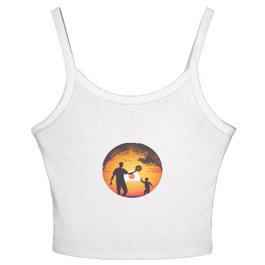 Ultimate Frisbee Fans Father and Son Playing Women's Spaghetti Strap Tank Top