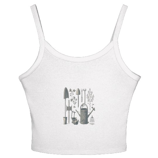 Florist Gardener Dad Grayscale Gardening Tools Women's Spaghetti Strap Tank Top