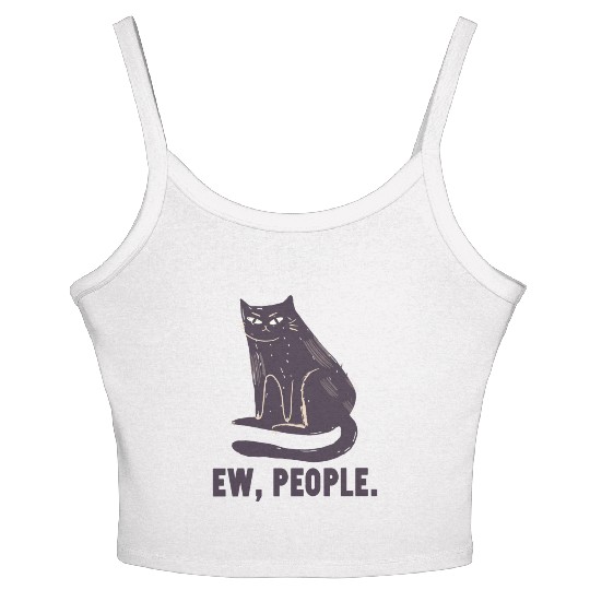 Ew People - Funny Black Cat Lovers Women's Spaghetti Strap Tank Top