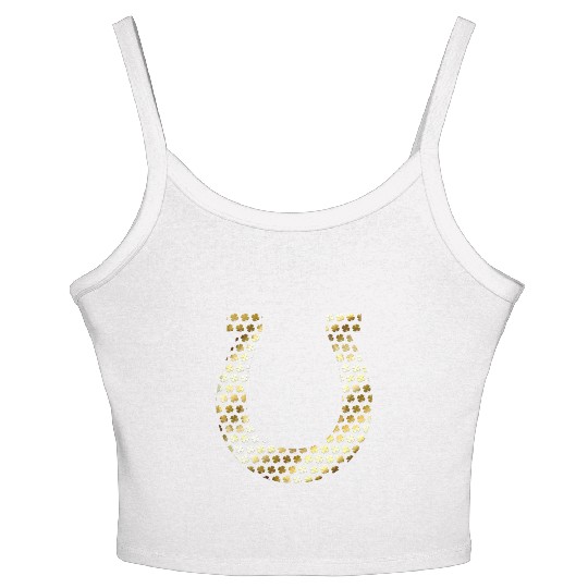 Golden Shamrocks Forming A Horseshoe On St Women's Spaghetti Strap Tank Top