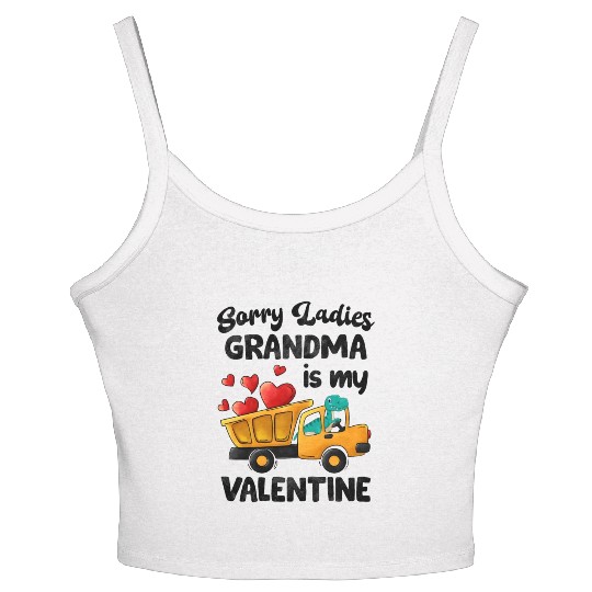 Grandma Is My Valentine Trex Dino Dump Truck Boys Women's Spaghetti Strap Tank Top