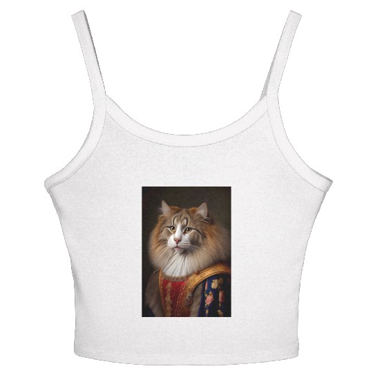 Norwegian Forest Cat Breed Portrait Royal Renaissa Women's Spaghetti Strap Tank Top