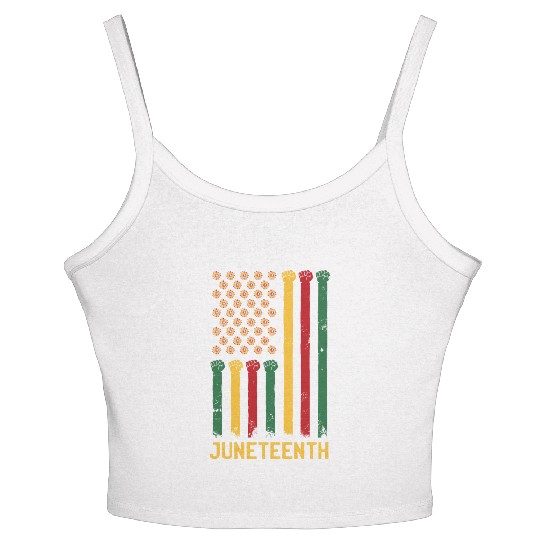 US Flag Juneteenth Women's Spaghetti Strap Tank Top