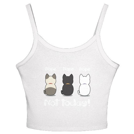 Nope not today three cute kittens illustration Women's Spaghetti Strap Tank Top