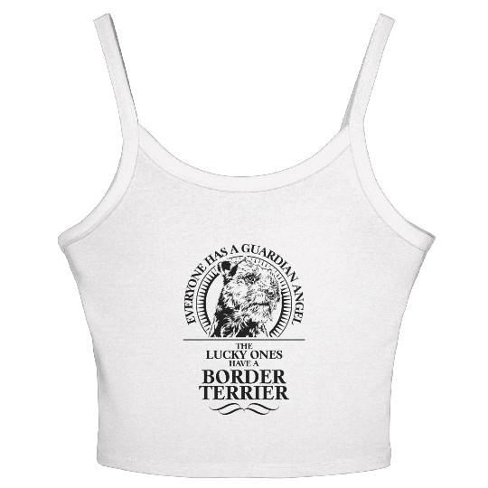 Border Terrier Guardian Angel dog quote Women's Spaghetti Strap Tank Top