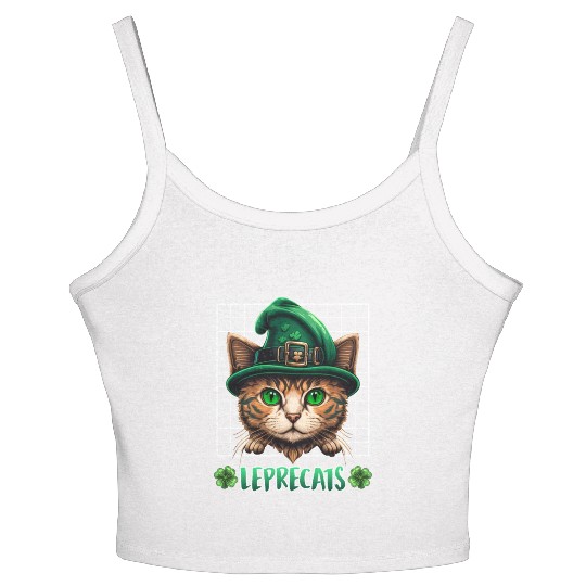 St. Patrick's Day cats leprecats kittens Women's Spaghetti Strap Tank Top