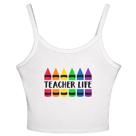 Teacher Life Crayon CRAY Teacher Women's Spaghetti Strap Tank Top