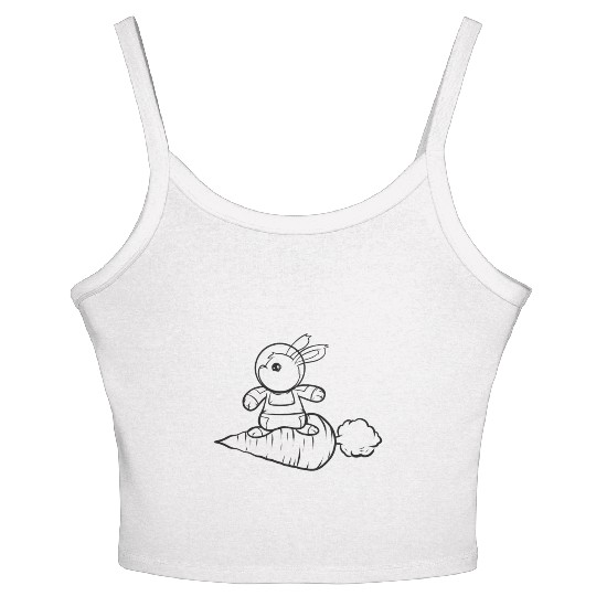 Easter Bunny Surfing On A Carrot As Color In Women's Spaghetti Strap Tank Top