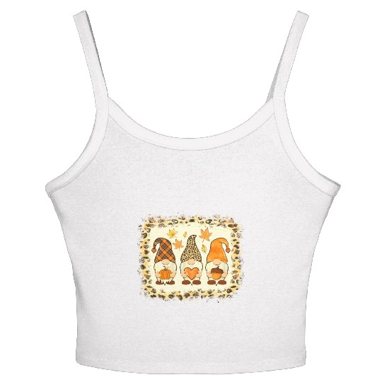 Bleached Happy Fall Y all Gnome Pumpkin Autumn Tha Women's Spaghetti Strap Tank Top