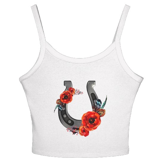 Floral Horseshoe With Poppies Women's Spaghetti Strap Tank Top