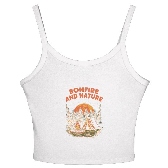 Bonfire and Nature Camping Wildlife Camper Outdoor Women's Spaghetti Strap Tank Top