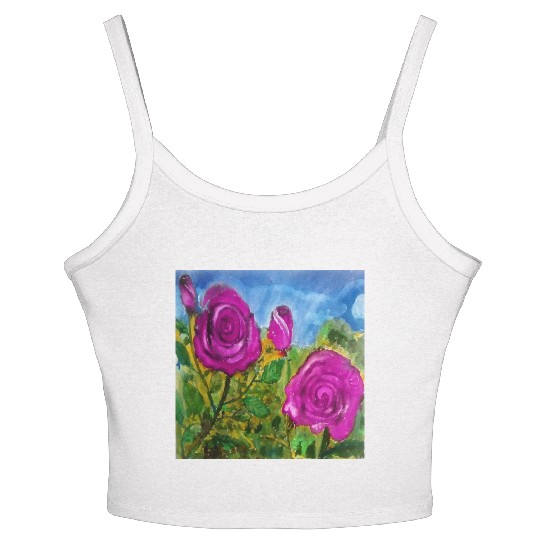 Hand Painted Roses Women's Spaghetti Strap Tank Top Women's Spaghetti Strap Tank Top Mugs Tote Bags