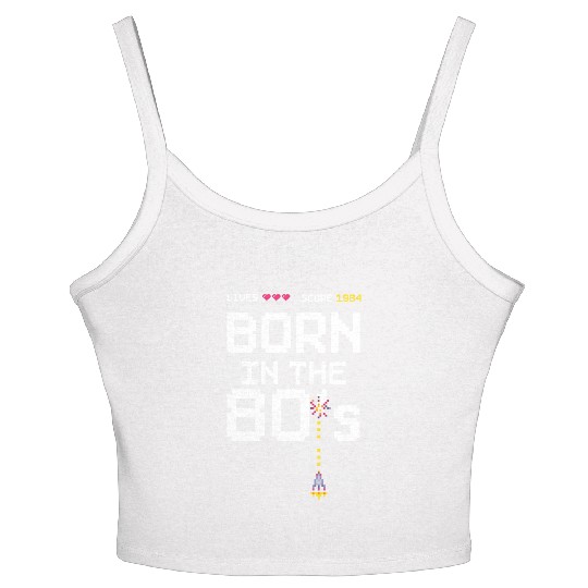 1984 Birtday Retro Gamer Pixel Born in the 80s Women's Spaghetti Strap Tank Top